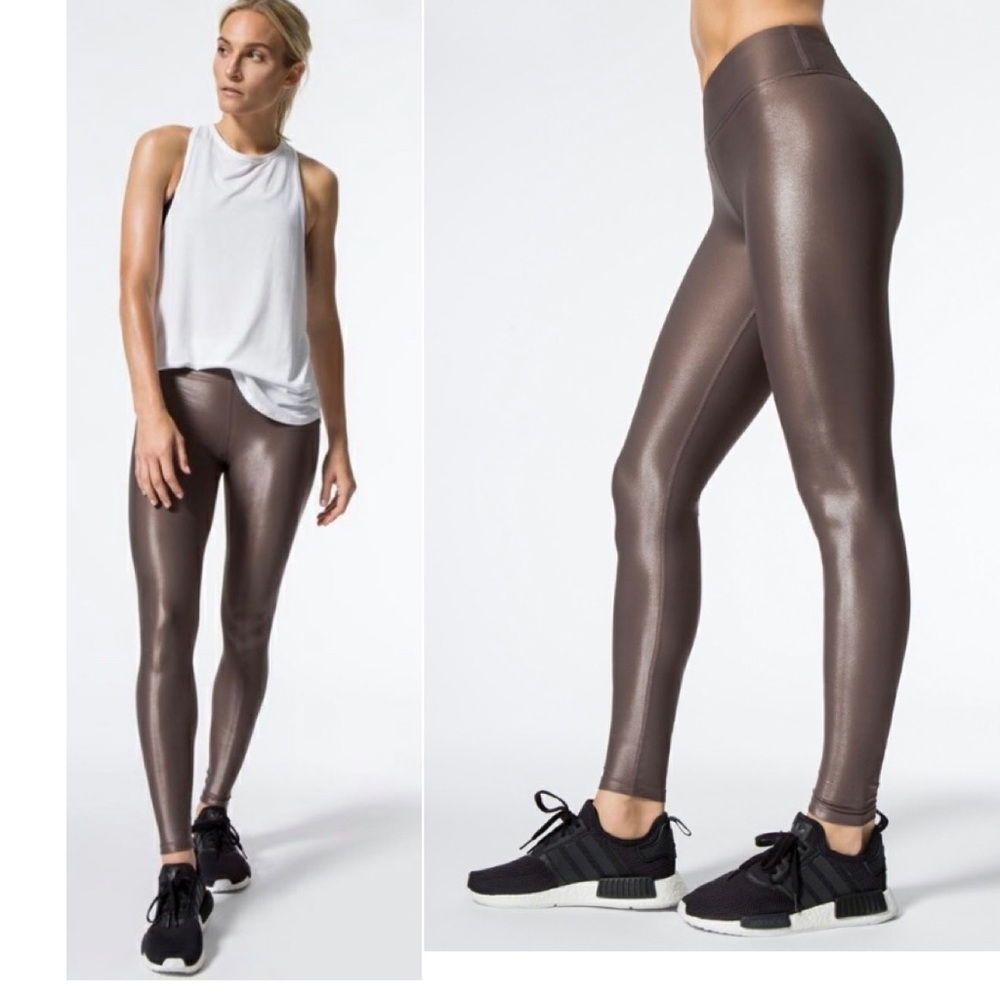 Carbon 38 Takara Shine Faux Leather Leggings in Iron